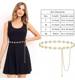 Small Flower Metal Belt Chain - Adjustable Waist Chain for Women's Dresses Gold Flower A XL: 59 in/150 cm $8.54 Body Jewelry