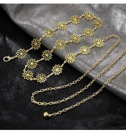 Small Flower Metal Belt Chain - Adjustable Waist Chain for Women's Dresses Gold Flower A XL: 59 in/150 cm $8.54 Body Jewelry