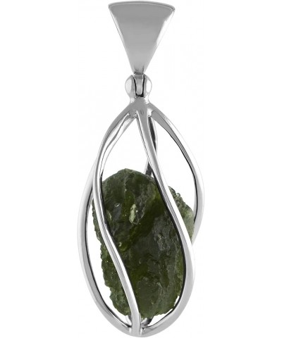 Rough Gemstone Sterling Silver Cage Pendant Moldavite 40 $36.05 Pendants