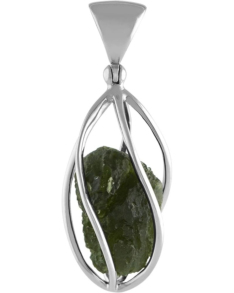 Rough Gemstone Sterling Silver Cage Pendant Moldavite 40 $36.05 Pendants