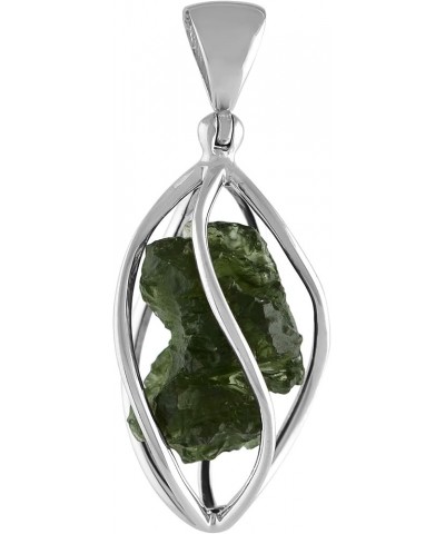 Rough Gemstone Sterling Silver Cage Pendant Moldavite 40 $36.05 Pendants