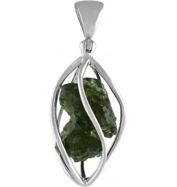 Rough Gemstone Sterling Silver Cage Pendant Moldavite 40 $36.05 Pendants