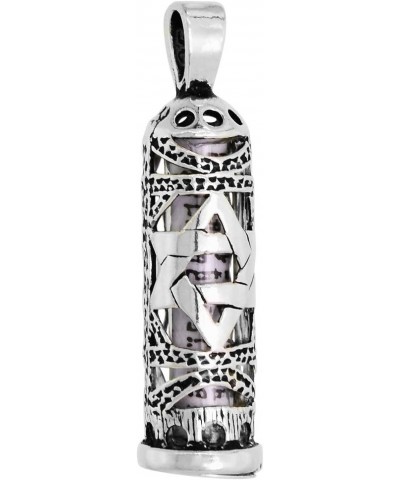 Sterling Silver Mezuzah Necklace Star of David Cut Outs 1 inch with 1mm Box Chain 16-30 inch 22-inch $13.54 Necklaces