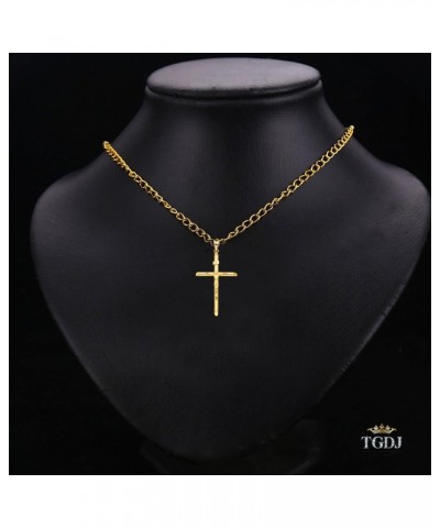 14K Yellow Gold Jesus Engraved Cross Pendant - 42 x 28 MM Tubular Catholic Crucifix Charm - 14K Gold Stamped Fine Jewelry $95...