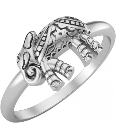 925 Sterling Silver Elephant Style Statement Boho Jewelry Ring Gifts for Women Silver $15.00 Rings