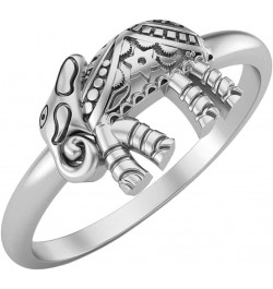 925 Sterling Silver Elephant Style Statement Boho Jewelry Ring Gifts for Women Silver $15.00 Rings