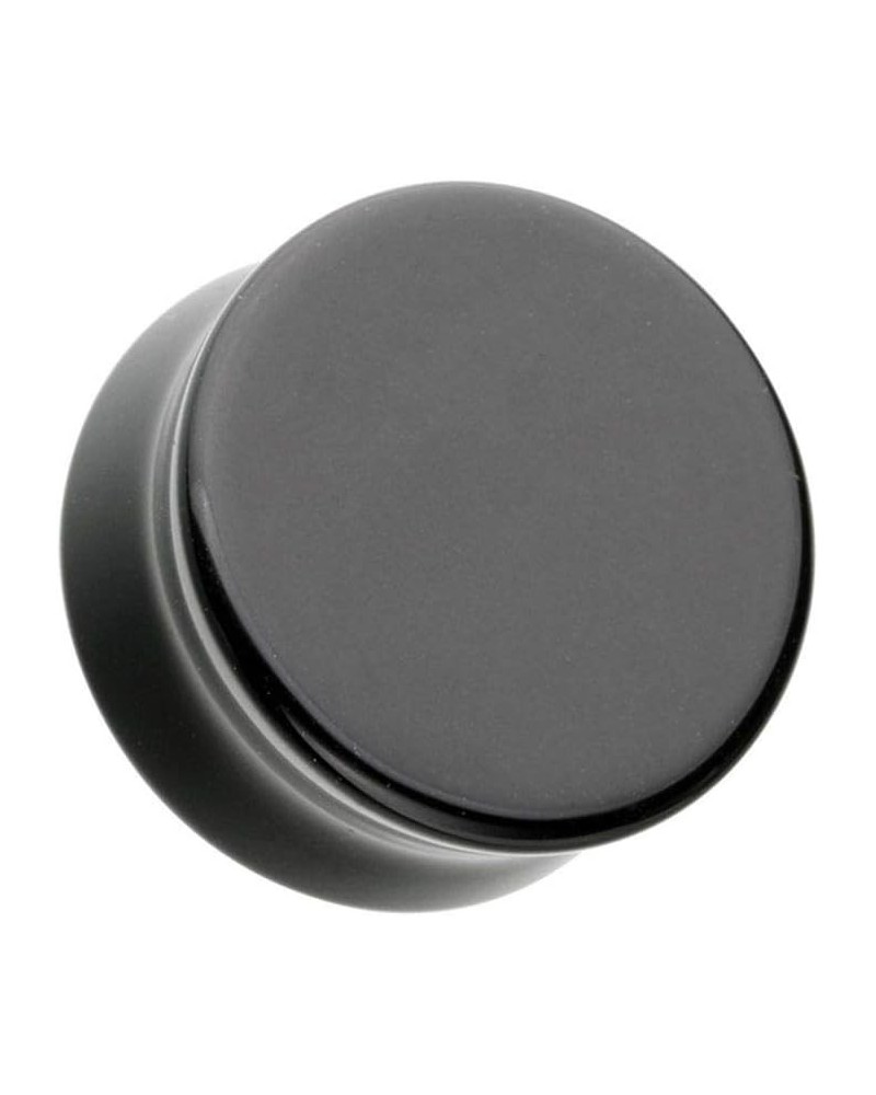 Flat Glass Natural Stone Double Flared Ear Gauge Plug 7/16" (11mm), Black $9.87 Body Jewelry