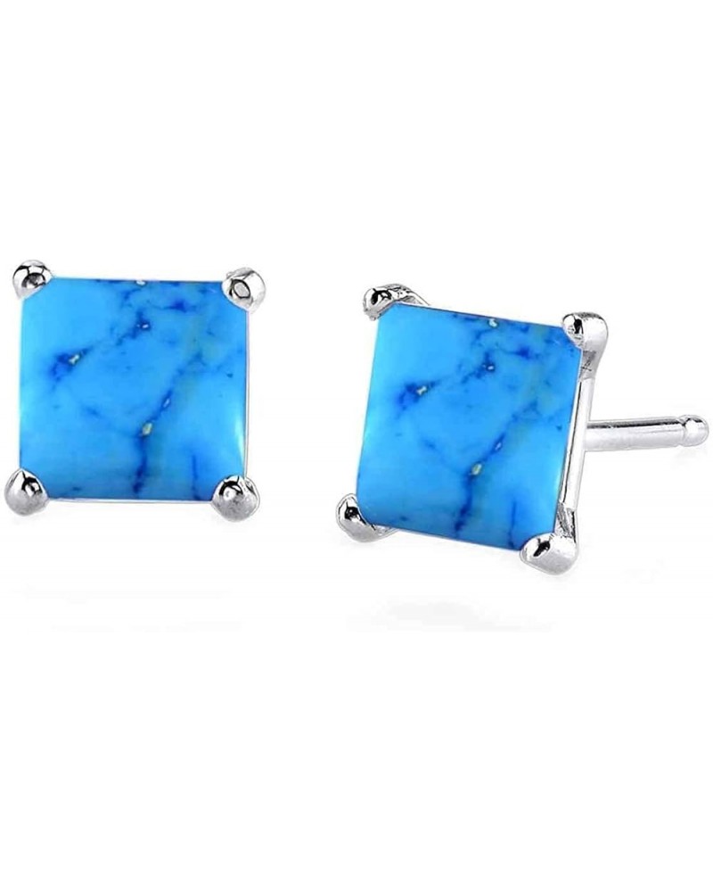 Choose Your Gemstones Sterling Silver Stud Earrings for Women Girls, Designer Princess Cut 4-Prong Basket Set, Post with fric...