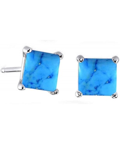 Choose Your Gemstones Sterling Silver Stud Earrings for Women Girls, Designer Princess Cut 4-Prong Basket Set, Post with fric...