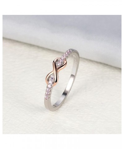 Mother's Day Gifts, Mother Daughter Rings for Women Sterling Silver Knot Ring with Pink AAA Cubic Zirconia Stackable Jewelry ...