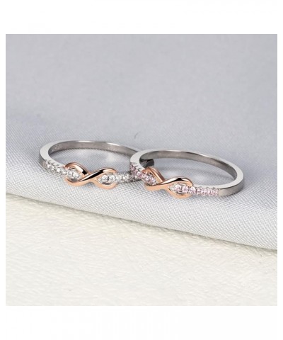 Mother's Day Gifts, Mother Daughter Rings for Women Sterling Silver Knot Ring with Pink AAA Cubic Zirconia Stackable Jewelry ...