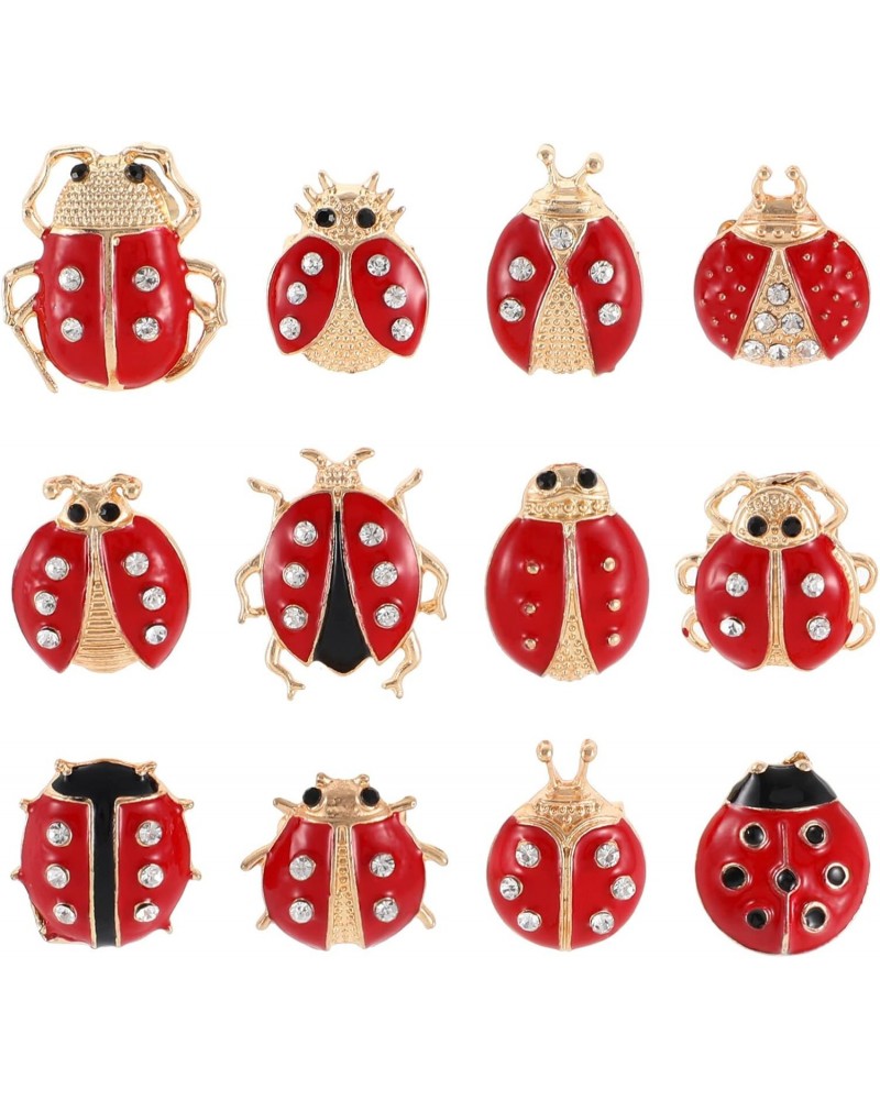 12Pcs of One Set Cartoon Brooch Cute Ladybug Funny Brooches Pin Animal Insect Themed Enamel Lapel Animal Lapel Brooches for W...