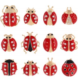 12Pcs of One Set Cartoon Brooch Cute Ladybug Funny Brooches Pin Animal Insect Themed Enamel Lapel Animal Lapel Brooches for W...