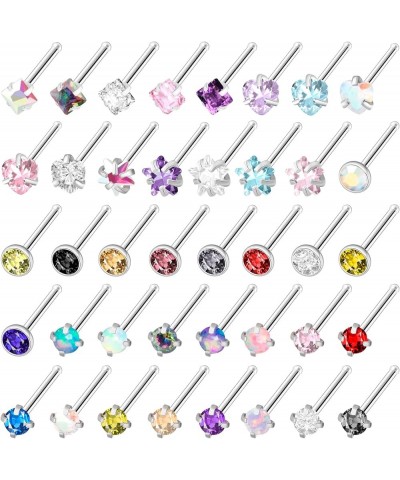 36-44 Pcs 18G 20G Nose Rings Studs Nose Rings for Women Nose Piercings Jewelry Surgical Stainless Steel Straight Nose Studs M...