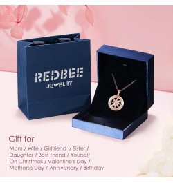 925 Sterling Silver Compass Rose Necklace with 18k Rose Gold Filled, 5A Cubic Zirconia Birthstone, 'I'd Be Lost Without You' ...