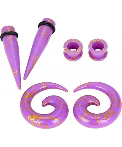 Acrylic Ear Stretching Kit Tapers Tunnels Spiral Expander Set 6pcs Ear Piercing Starter Gauges 8g-1/2 inch purple, 4g(5mm) $8...