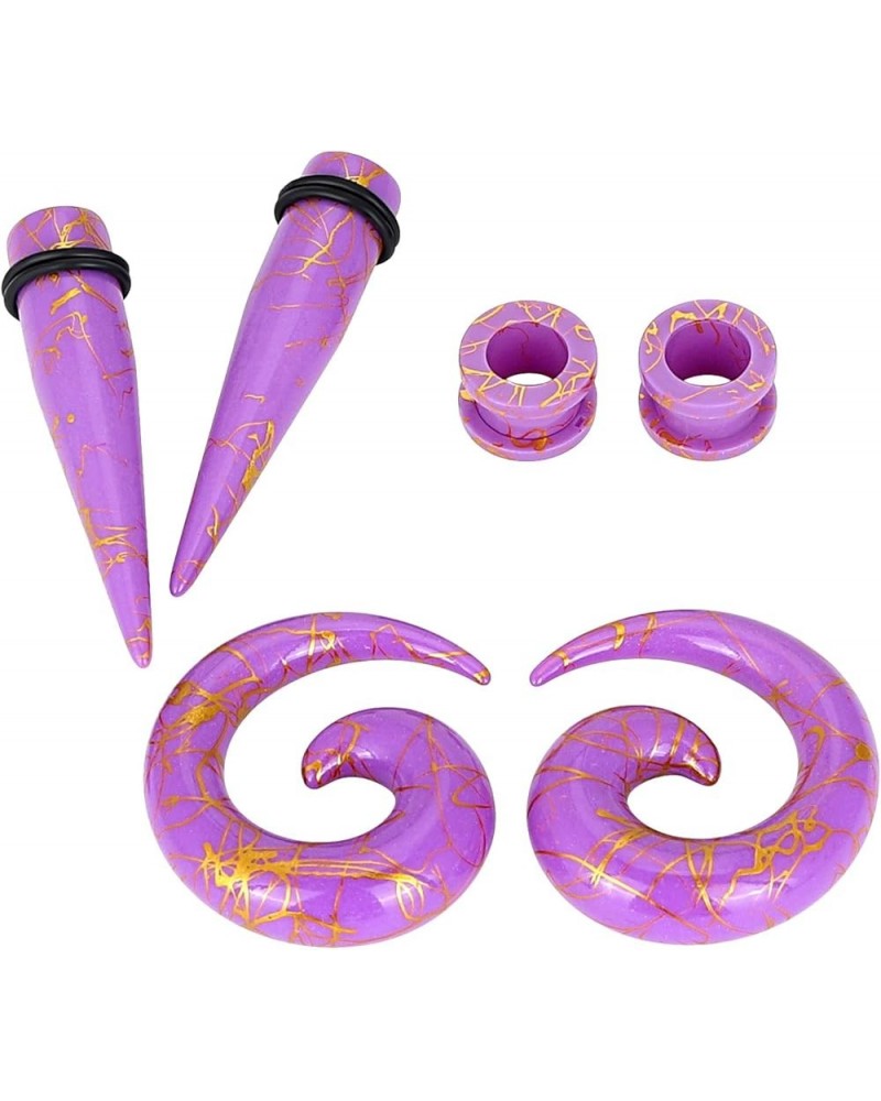 Acrylic Ear Stretching Kit Tapers Tunnels Spiral Expander Set 6pcs Ear Piercing Starter Gauges 8g-1/2 inch purple, 4g(5mm) $8...