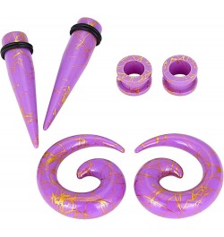 Acrylic Ear Stretching Kit Tapers Tunnels Spiral Expander Set 6pcs Ear Piercing Starter Gauges 8g-1/2 inch purple, 4g(5mm) $8...