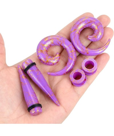 Acrylic Ear Stretching Kit Tapers Tunnels Spiral Expander Set 6pcs Ear Piercing Starter Gauges 8g-1/2 inch purple, 4g(5mm) $8...