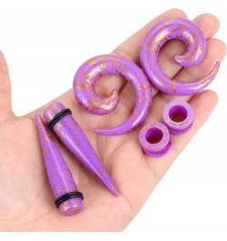 Acrylic Ear Stretching Kit Tapers Tunnels Spiral Expander Set 6pcs Ear Piercing Starter Gauges 8g-1/2 inch purple, 4g(5mm) $8...