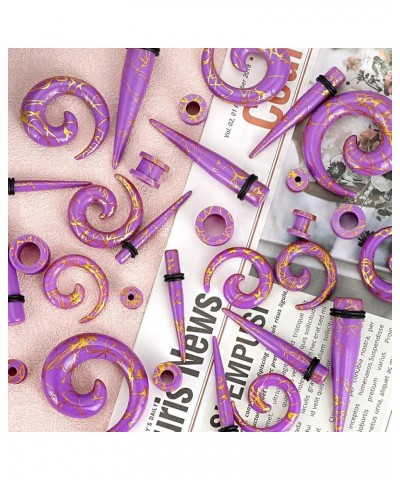 Acrylic Ear Stretching Kit Tapers Tunnels Spiral Expander Set 6pcs Ear Piercing Starter Gauges 8g-1/2 inch purple, 4g(5mm) $8...