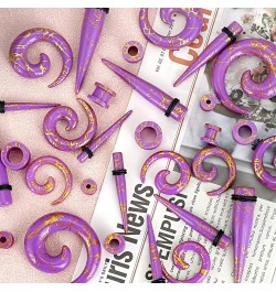 Acrylic Ear Stretching Kit Tapers Tunnels Spiral Expander Set 6pcs Ear Piercing Starter Gauges 8g-1/2 inch purple, 4g(5mm) $8...