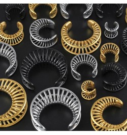 2 Pcs Hollow Design Saddle Plugs Gauges for Women Ventilate Ear Tunnels Gauges for Men Breathe Surgical Steel Gauge Earrings ...