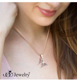 Stainless Steel Cubic Zirconia 3D Butterfly Necklace for Women & Girls Rose Gold 20.0 Inches $8.80 Necklaces