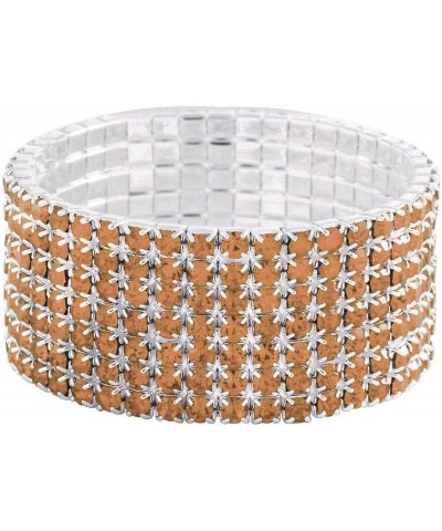 Rhinestone Crystal Stretch Bracelet Sparkle Wedding Bridal Topaz 7 Rows $7.65 Bracelets