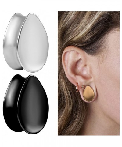 2PCS Elegant Teardrop Ear Tunnels Plugs Gauges 316 Stainless Steel Hypoallergenic Earrings Expanders Stretchers Piercing Body...