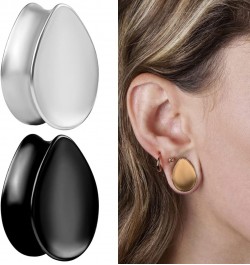 2PCS Elegant Teardrop Ear Tunnels Plugs Gauges 316 Stainless Steel Hypoallergenic Earrings Expanders Stretchers Piercing Body...