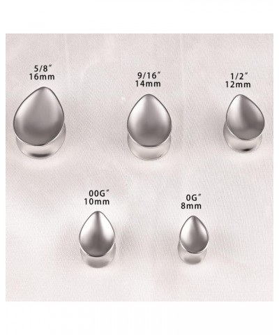 2PCS Elegant Teardrop Ear Tunnels Plugs Gauges 316 Stainless Steel Hypoallergenic Earrings Expanders Stretchers Piercing Body...