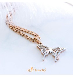 Stainless Steel Cubic Zirconia 3D Butterfly Necklace for Women & Girls Rose Gold 20.0 Inches $8.80 Necklaces