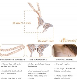 Stainless Steel Cubic Zirconia 3D Butterfly Necklace for Women & Girls Rose Gold 20.0 Inches $8.80 Necklaces