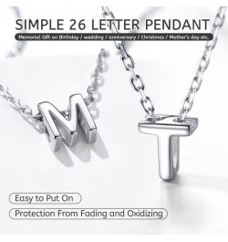 Initial Necklace 925 Sterling Silver A-Z Letter Pendant, Personalized Dainty Small 26 Letter Alphabet Necklace for Women, wit...