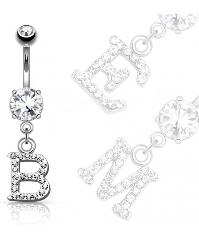 Clear Gem Paved Initial Dangle Belly Button Navel Ring S $10.43 Body Jewelry