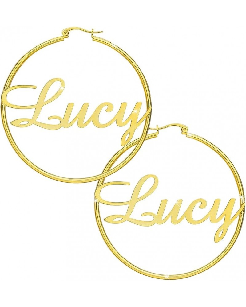 Custom Name Earrings Personalized 18K Gold Plated Name Hoop Earrings Two Tone Customized Earrings Fashion Jewelry Gift for Wo...