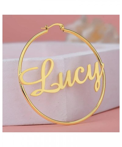 Custom Name Earrings Personalized 18K Gold Plated Name Hoop Earrings Two Tone Customized Earrings Fashion Jewelry Gift for Wo...