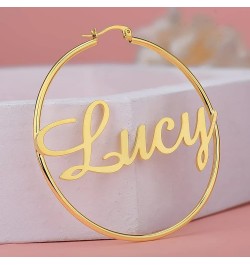 Custom Name Earrings Personalized 18K Gold Plated Name Hoop Earrings Two Tone Customized Earrings Fashion Jewelry Gift for Wo...