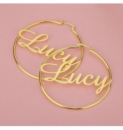 Custom Name Earrings Personalized 18K Gold Plated Name Hoop Earrings Two Tone Customized Earrings Fashion Jewelry Gift for Wo...