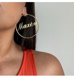 Custom Name Earrings Personalized 18K Gold Plated Name Hoop Earrings Two Tone Customized Earrings Fashion Jewelry Gift for Wo...