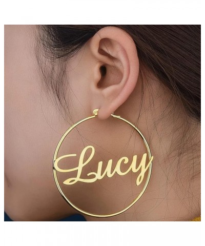 Custom Name Earrings Personalized 18K Gold Plated Name Hoop Earrings Two Tone Customized Earrings Fashion Jewelry Gift for Wo...