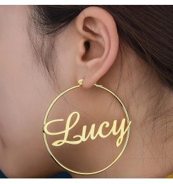 Custom Name Earrings Personalized 18K Gold Plated Name Hoop Earrings Two Tone Customized Earrings Fashion Jewelry Gift for Wo...