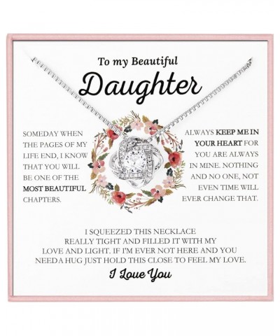 To My Daughter Necklace Love Knot Daughter Necklace form Mom Dad To My Beautiful Daughter Birthday Graduation Christmas Jewel...