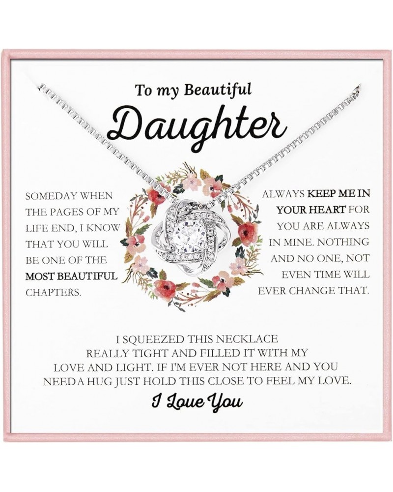 To My Daughter Necklace Love Knot Daughter Necklace form Mom Dad To My Beautiful Daughter Birthday Graduation Christmas Jewel...