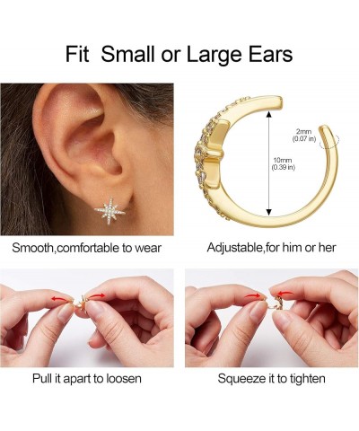 Ear Cuff for Women 14K Gold Plated Cubic Zirconia CZ Fake Hoop Earrings Adjustable Huggie Earring Non Piercing Gold Cuff Earr...