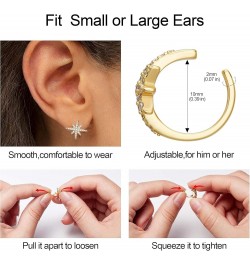 Ear Cuff for Women 14K Gold Plated Cubic Zirconia CZ Fake Hoop Earrings Adjustable Huggie Earring Non Piercing Gold Cuff Earr...