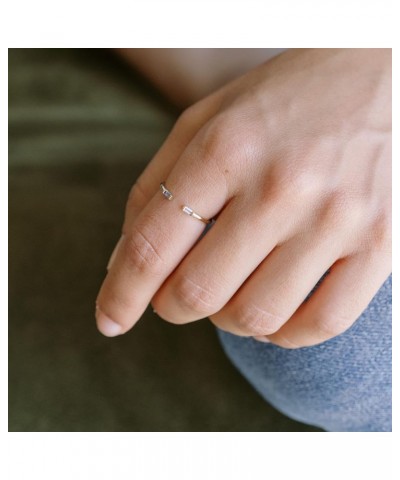 Tiny Birthstone Baguette Ring in Gold, Rose Gold, or Silver | Minimalist, Delicate Jewelry May - Emerald gold $11.75 Rings