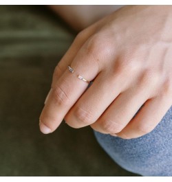 Tiny Birthstone Baguette Ring in Gold, Rose Gold, or Silver | Minimalist, Delicate Jewelry May - Emerald gold $11.75 Rings