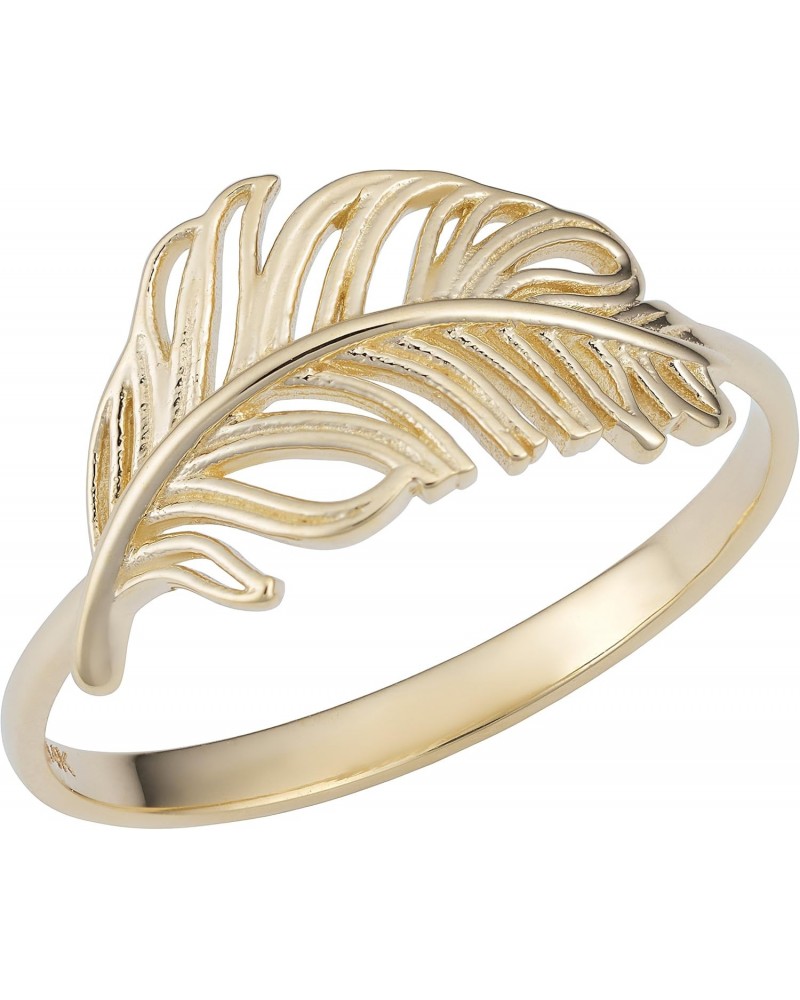 14k Yellow Gold Feather Ring $77.70 Rings